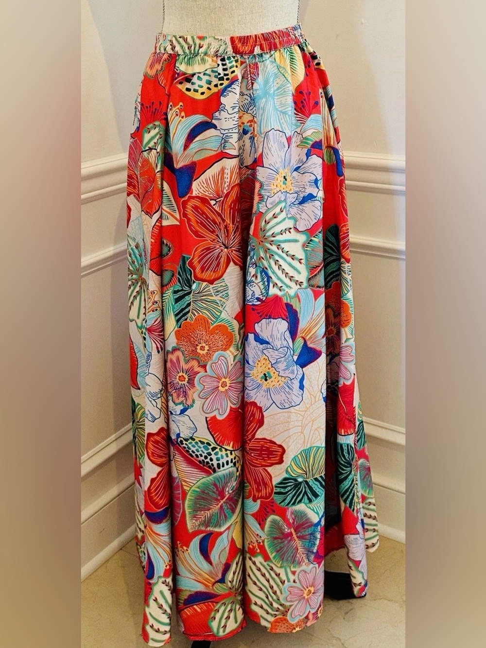 NWT Calypso St Barth Tropical Maxi Skirt L Floral A Line Summer Vacation Resort